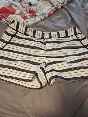Elle Black and White Striped Jean Shorts